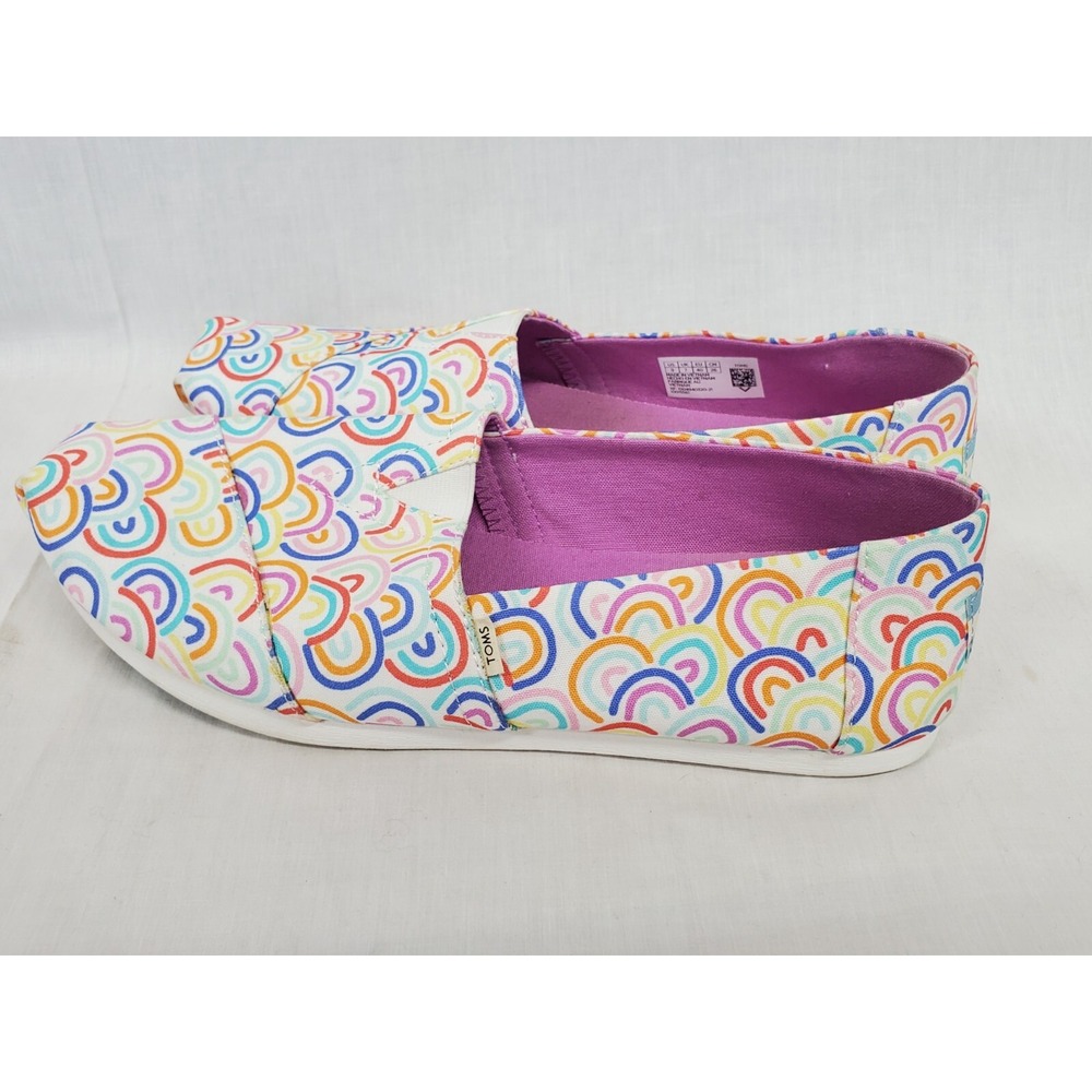 Toms Shoes Size 9 Womens Alpargata Graphic Slip On Flats Casual Colorful Rainbow